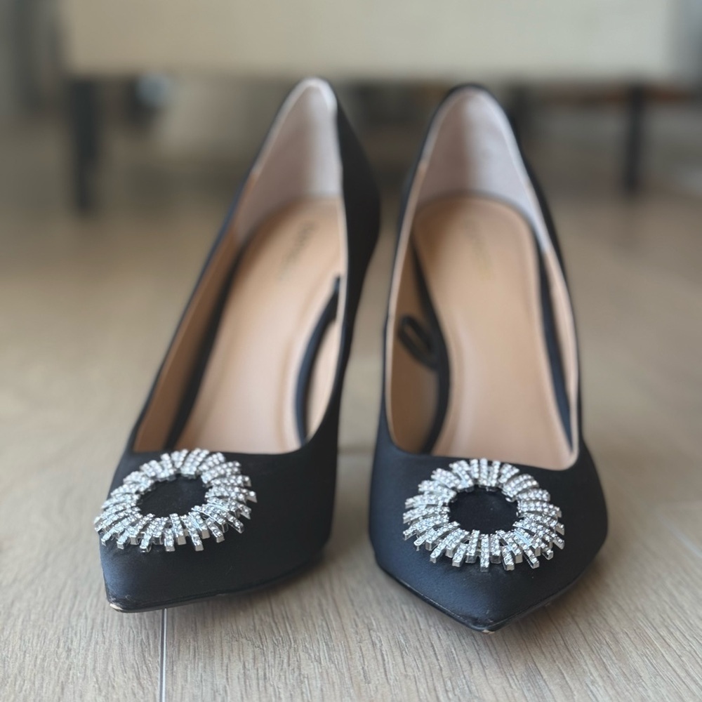 Express Black Embellished Women's Heels - Picture 3 of 12